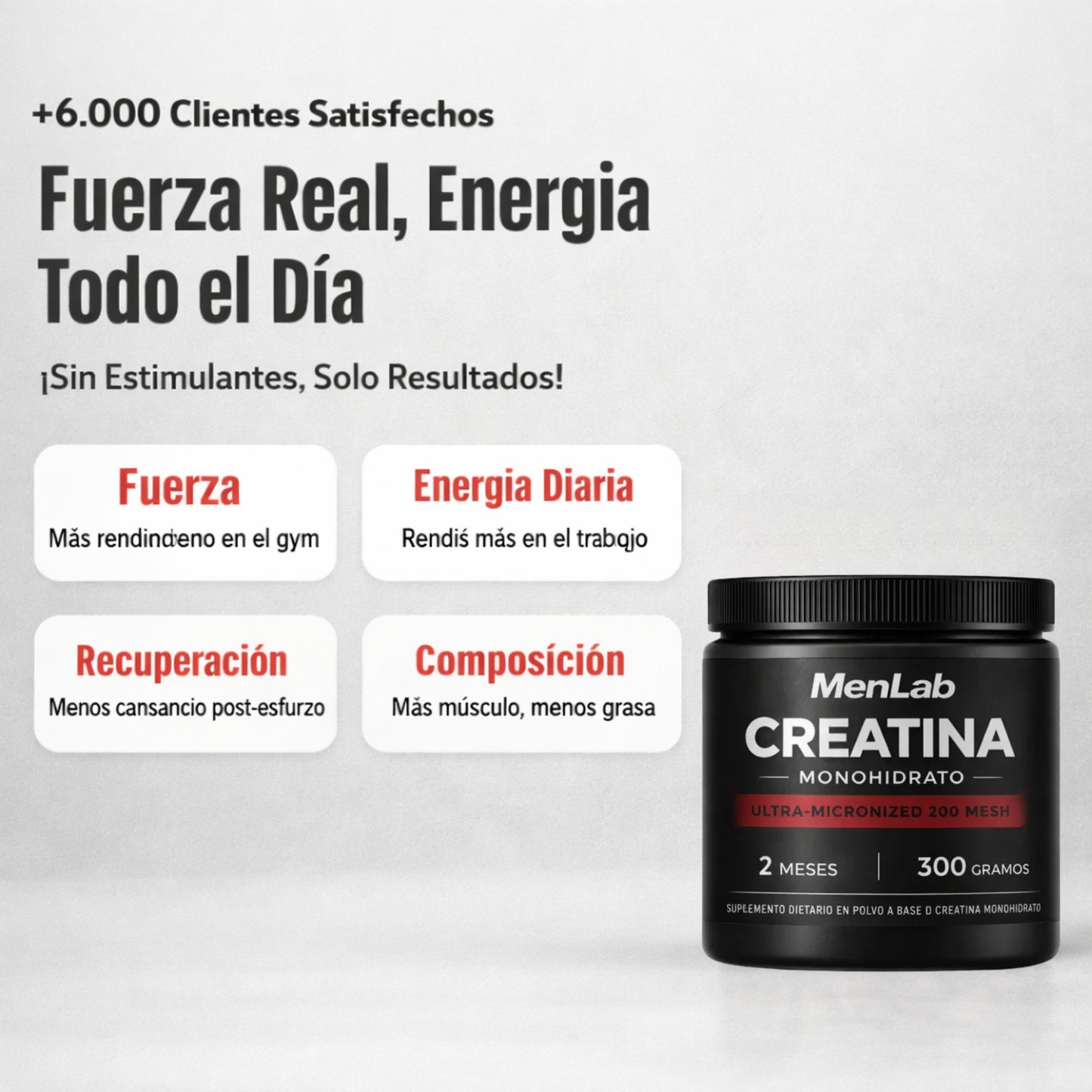 Creatina Menlab® - Recuperá la fuerza y el rendimiento.
