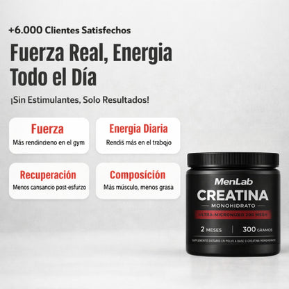 Creatina Menlab® - Recuperá la fuerza y el rendimiento.